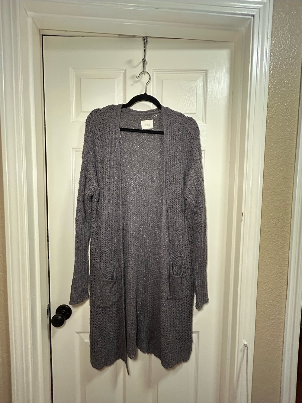 Cozy Plum-Gray Cardigan Sweater